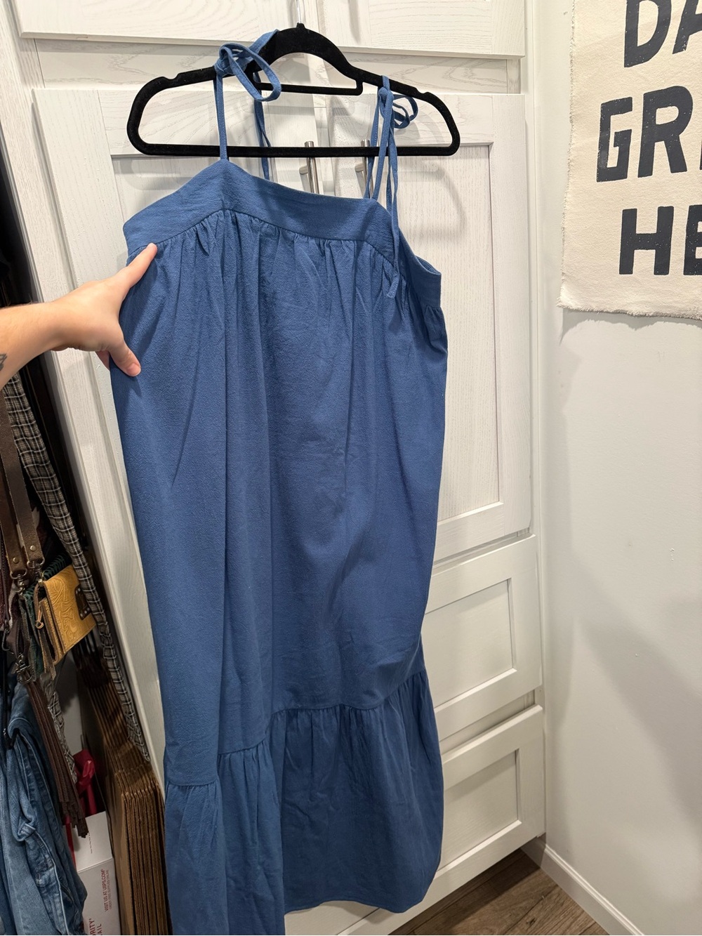 Blue Tie-Strap Textured Sundress by Hem & Threads